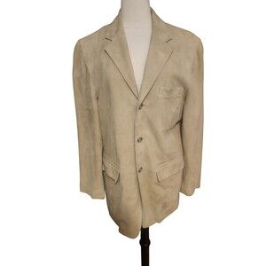 Joseph & Lyman Suede Blazer Mens 38R Beige Neutral Business Casual Old Money